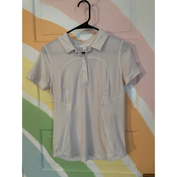 Lululemon Women’s White Polo Shirt Size 6 Recycled Nylon Golf Tennis Top - Picture 1 of 7
